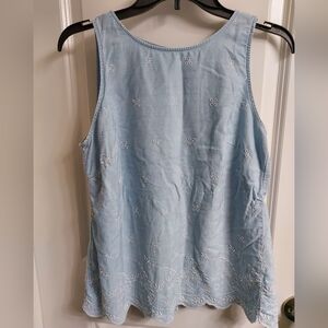 LOFT Light Blue Embroidered Tank Top